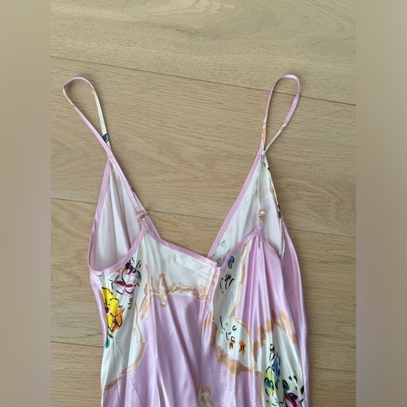Tory Burch Pink Porcelain Satin Bias Cut Floral Printed Dress in size 6 - Picture 6 of 6